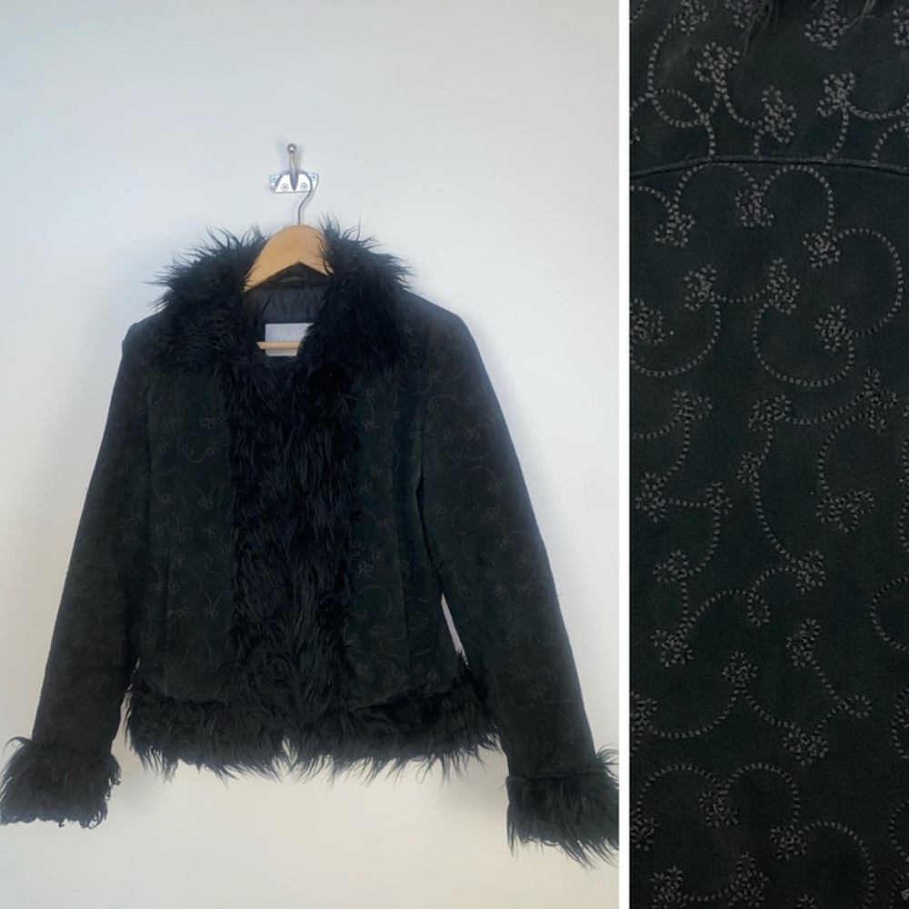 Wilsons Leather Black Faux Fur Trim Jacket